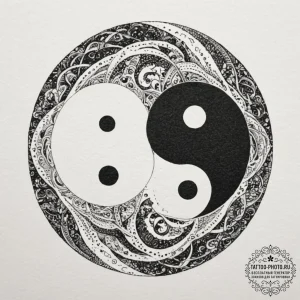 Tattoo sketch a stylized "yin and yang" symbo... - эскиз тату (№1755060973_0, 13.08.2025 04:56) — tattoo-photo.ru