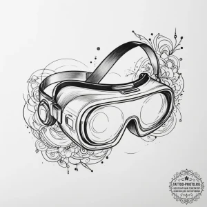 Tattoo sketch a virtual reality headset with... - эскиз тату (№1755062569_0, 13.08.2025 05:22) — tattoo-photo.ru