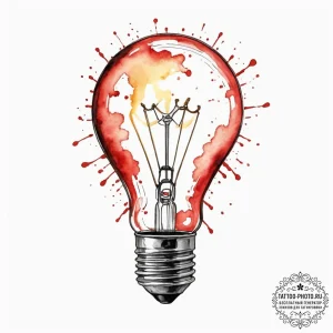 A vintage lightbulb filament glowing, ink ill... - эскиз тату (№1755063967_0, 13.08.2025 05:46) — tattoo-photo.ru