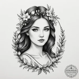 Tattoo sketch: lada, depicted as a beautiful... - эскиз тату (№1755067158_0, 13.08.2025 06:39) — tattoo-photo.ru