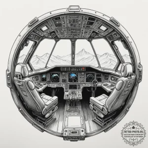 Tattoo design a detailed spaceship cockpit vi... - эскиз тату (№1755067755_0, 13.08.2025 06:49) — tattoo-photo.ru