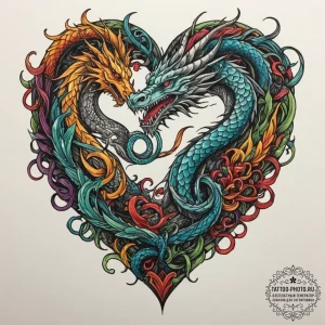 Tattoo sketch a dragon coiled around a signif... - эскиз тату (№1755069948_0, 13.08.2025 07:25) — tattoo-photo.ru