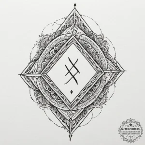 150. tattoo sketch: "veda" rune with ancient... - эскиз тату (№1755070347_0, 13.08.2025 07:32) — tattoo-photo.ru