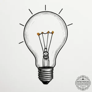 A vintage lightbulb filament glowing - эскиз тату (№1755074336_0, 13.08.2025 08:38) — tattoo-photo.ru