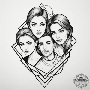 Tattoo design a simple, abstract "family port... - эскиз тату (№1755076529_0, 13.08.2025 09:15) — tattoo-photo.ru