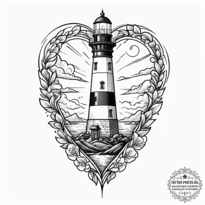 Tattoo design a lighthouse whose light beam f... - эскиз тату (№1755077724_0, 13.08.2025 09:35) — tattoo-photo.ru