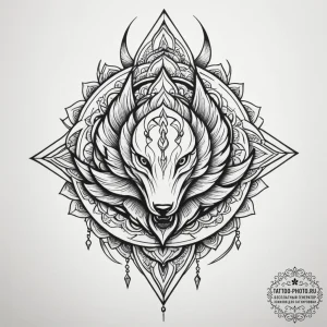 Tattoo sketch a mythological creature's power... - эскиз тату (№1755077924_0, 13.08.2025 09:38) — tattoo-photo.ru