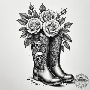 Tattoo sketch a pair of wellington boots, sug... - эскиз тату (№1755080921_0, 13.08.2025 10:28) — tattoo-photo.ru