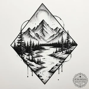 Tattoo sketch a glowing "quest marker" appear... - эскиз тату (№1755081119_0, 13.08.2025 10:31) — tattoo-photo.ru