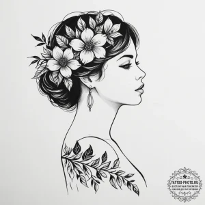 Tattoo sketch a silhouette of a woman's profi... - эскиз тату (№1755082112_0, 13.08.2025 10:48) — tattoo-photo.ru