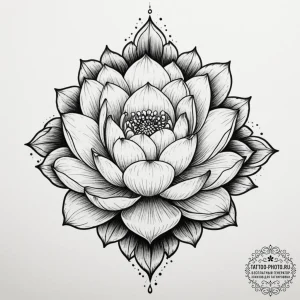 Tattoo sketch a stylized lotus flower bloomin... - эскиз тату (№1755082712_0, 13.08.2025 10:58) — tattoo-photo.ru