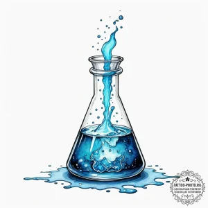 Tattoo design a futuristic laboratory beaker... - эскиз тату (№1755083110_0, 13.08.2025 11:05) — tattoo-photo.ru