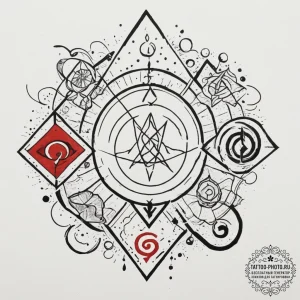 The alchemical symbols for the four elements,... - эскиз тату (№1755083308_0, 13.08.2025 11:08) — tattoo-photo.ru