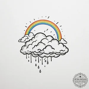Tattoo sketch a tiny, abstract cloud with a r... - эскиз тату (№1755084504_0, 13.08.2025 11:28) — tattoo-photo.ru