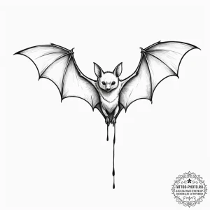 Bat, ink illustration for tattoo, black outli... - эскиз тату (№1755085101_0, 13.08.2025 11:38) — tattoo-photo.ru