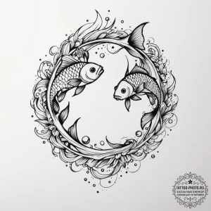 Tattoo design pisces fish, sketched with over... - эскиз тату (№1755085698_0, 13.08.2025 11:48) — tattoo-photo.ru