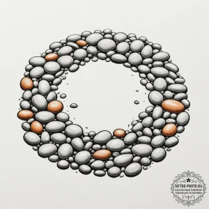 A close-up of colorful, smooth pebbles on the... - эскиз тату (№1755090850_0, 13.08.2025 13:14) — tattoo-photo.ru