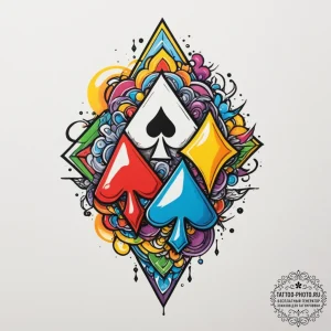 Card suits, tattoo flash sheet design, vibran... - эскиз тату (№1755091638_0, 13.08.2025 13:27) — tattoo-photo.ru