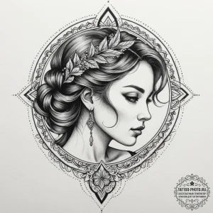 Tattoo design a virgo maiden's profile in bla... - эскиз тату (№1755092034_0, 13.08.2025 13:33) — tattoo-photo.ru