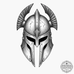 Tattoo sketch a stylized spartan helmet with... - эскиз тату (№1755097160_0, 13.08.2025 14:59) — tattoo-photo.ru
