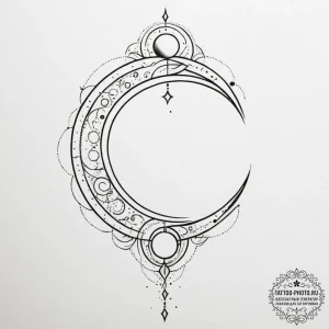 Tattoo design: a geometric lunitsa with preci... - эскиз тату (№1755100551_0, 13.08.2025 15:55) — tattoo-photo.ru