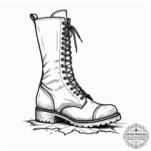 Tattoo design a weathered combat boot with de... - эскиз тату (№1755102156_0, 13.08.2025 16:22) — tattoo-photo.ru