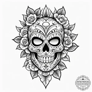 A polynesian tiki mask, tattoo sketch design,... - эскиз тату (№1755102751_0, 13.08.2025 16:32) — tattoo-photo.ru
