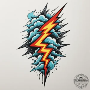 A dramatic shot of lightning striking over a... - эскиз тату (№1755102947_0, 13.08.2025 16:35) — tattoo-photo.ru