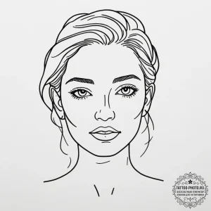 A single continuous line drawing of a face - эскиз тату (№1755105891_0, 13.08.2025 17:24) — tattoo-photo.ru