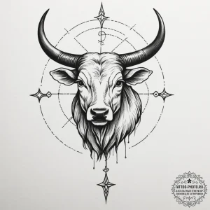 Taurus (zodiac sign), concept art for tattoo,... - эскиз тату (№1755107267_0, 13.08.2025 17:47) — tattoo-photo.ru