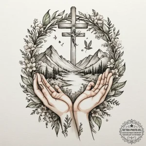 Tattoo sketch: a scene of spring awakening, w... - эскиз тату (№1755107465_0, 13.08.2025 17:51) — tattoo-photo.ru