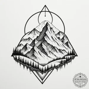 Tattoo sketch a minimalist mountain range wit... - эскиз тату (№1755108059_0, 13.08.2025 18:00) — tattoo-photo.ru