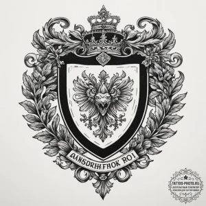 Coat of arms, concept art for tattoo, dotwork... - эскиз тату (№1755108451_0, 13.08.2025 18:07) — tattoo-photo.ru