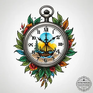A melting pocket watch draped over a branch,... - эскиз тату (№1755108651_0, 13.08.2025 18:10) — tattoo-photo.ru