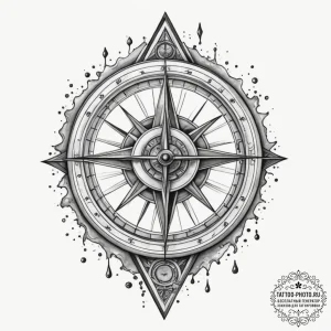 A sundial, tattoo flash sheet design, on a cl... - эскиз тату (№1755109050_0, 13.08.2025 18:17) — tattoo-photo.ru