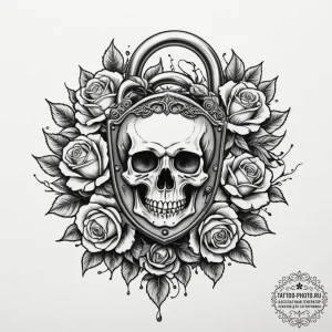A padlock, artistic tattoo sketch, on a clean... - эскиз тату (№1755109645_0, 13.08.2025 18:27) — tattoo-photo.ru