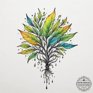 Tattoo design a seed sprouting into a vibrant... - эскиз тату (№1755110845_0, 13.08.2025 18:47) — tattoo-photo.ru