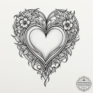 Tattoo sketch a minimalist heart outline., ta... - эскиз тату (№1755111433_0, 13.08.2025 18:57) — tattoo-photo.ru