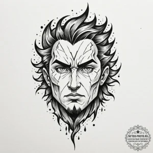 A powerful tattoo design of perun's face merg... - эскиз тату (№1755112421_0, 13.08.2025 19:13) — tattoo-photo.ru