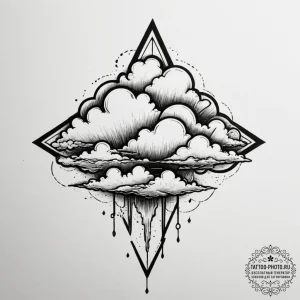 Clouds, tattoo drawing outline, on a clean wh... - эскиз тату (№1755112820_0, 13.08.2025 19:20) — tattoo-photo.ru