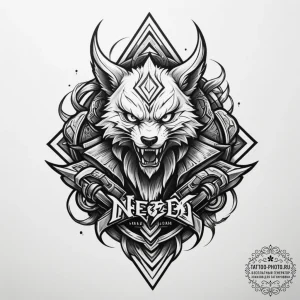 Tattoo sketch a stylized gaming team logo (ge... - эскиз тату (№1755113414_0, 13.08.2025 19:30) — tattoo-photo.ru