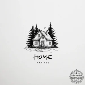 Tattoo sketch a small, minimalist "home" icon... - эскиз тату (№1755114605_0, 13.08.2025 19:50) — tattoo-photo.ru