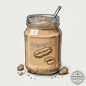 Tattoo sketch a classic "peanut butter" on on... - эскиз тату (№1755115399_0, 13.08.2025 20:03) — tattoo-photo.ru