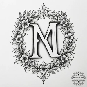 Tattoo sketch a hidden initial in a pattern. - эскиз тату (№1755115598_0, 13.08.2025 20:06) — tattoo-photo.ru