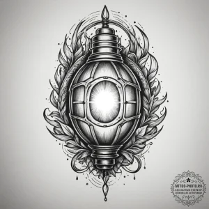 Tattoo sketch a futuristic grenade with glowi... - эскиз тату (№1755116391_0, 13.08.2025 20:19) — tattoo-photo.ru