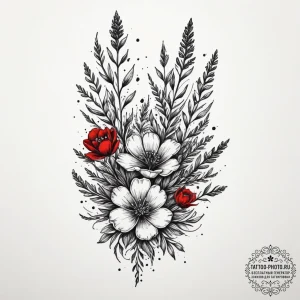 Lavender, tattoo line art, trash polka tattoo... - эскиз тату (№1755119609_0, 13.08.2025 21:13) — tattoo-photo.ru