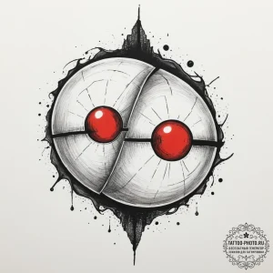 Tattoo design a glowing orb split into two ha... - эскиз тату (№1755121799_0, 13.08.2025 21:49) — tattoo-photo.ru