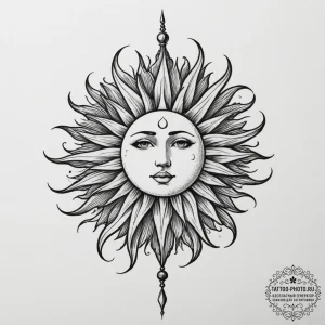Tattoo design a stylized depiction of "the su... - эскиз тату (№1755122606_0, 13.08.2025 22:03) — tattoo-photo.ru