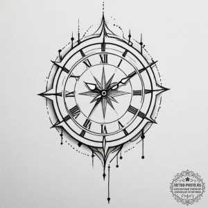 Tattoo design a clock with hands frozen at a... - эскиз тату (№1755122809_0, 13.08.2025 22:06) — tattoo-photo.ru