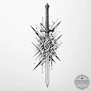 Tattoo design a glitching sword with energy c... - эскиз тату (№1755123403_0, 13.08.2025 22:16) — tattoo-photo.ru